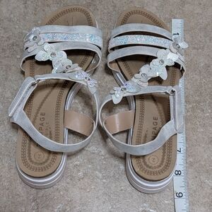 White Butterfly Sandals with Glitter Straps